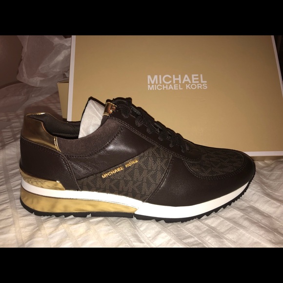michael kors allie wrap trainer black gold